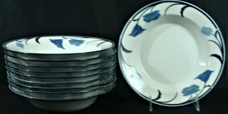 Scarce Vintage Dansk Tivoli Belles Fleurs Blue Porcelain 8 3/4 " Rim Soup Bowl