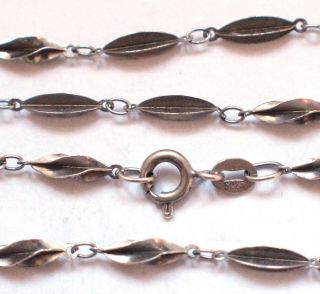 Stunning Complex Bar Leaf Link 925 Sterling Silver Chain Necklace Vintage Retro