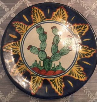 Vintage Mexican Pottery Dinner Plate 11 " Charger Signed