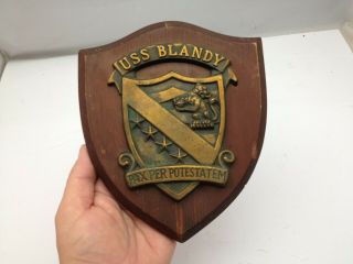 Uss Blandy Dd - 943 Navy Destroyer Ship - Bronze Wall Plaque - Vintage