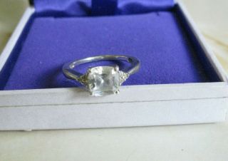 Vintage 925 Sterling Silver Dq Cz Cubic Zirconia Ring Size Uk M&1/2 - Us 6&1/2