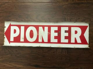 Vintage Pioneer Corn Feed Hybrid Sign Two Sided Tin