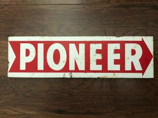 Vintage Pioneer Corn Feed Hybrid Sign Two Sided Tin 2