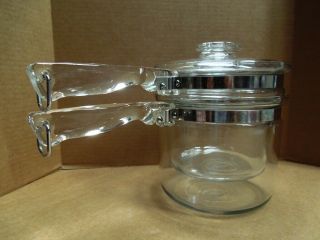 Vintage Pyrex Flameware Glass Double Boiler 3 Piece Model 6283 1 1/2 qt 2