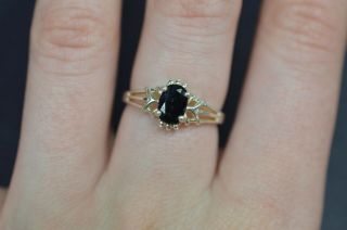 Vintage Avon Oval Cut Sterling Silver Black Sapphire Solitaire Ring Size 7