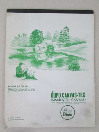 Vtg Duro Canvas - Tex Simulated Canvas 12 X 16 Pad For Oil Casein Crayon Dry Brush