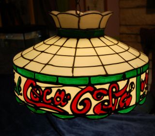 Vintage Coco Cola Tiffany Style Plastic Hanging Lamp In
