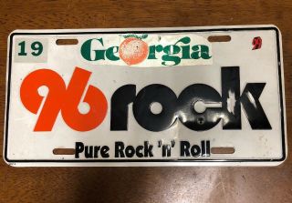 True Vintage 96 Rock Tag Atlanta Radio Station Vehicle Plate