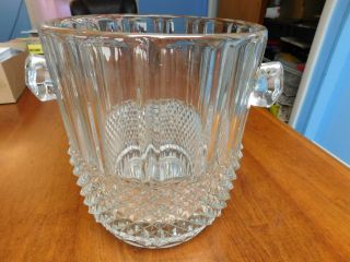 Vintage Very Large Heavy Clear Glass Planter - Faceted