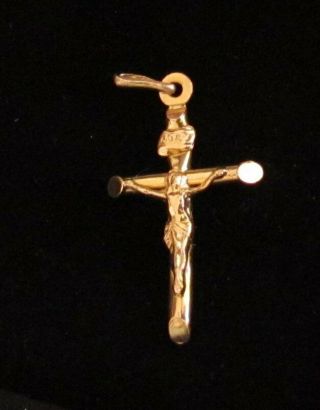 Vintage 9ct Gold Crucifix Cross Inri 3.  5cm Long Inc Bale