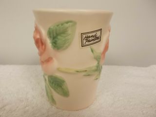 Vintage 1987 Fitz & Floyd Pink Rose Ceramic Bathroom Cup Toothbrush Holder 4