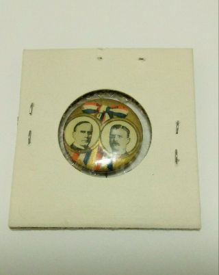VINTAGE 1900 WILLIAM MCKINLEY - THEODORE ROOSEVELT CAMPAIGN BUTTON PIN - AUTHENTIC 4