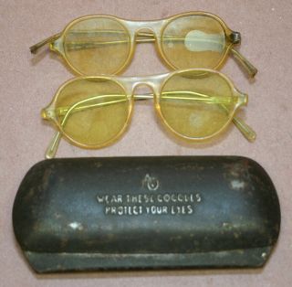 Vintage Steampunk Metal Case For Safety Glasses Goggles Ao American Optical