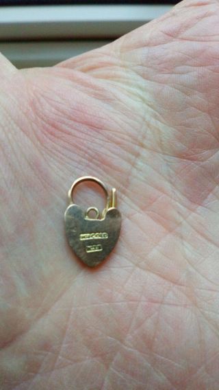 Good Size Vintage 9ct Rose Gold Bracelet Heart Clasp Padlock Fastener Vgc