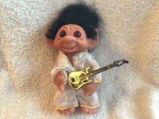 Vintage 1977 Thomas Dam Troll Doll 9 " Denmark Norfin Rock N’troll Elvis