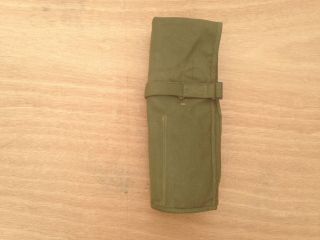 Vintage Large Canvas Army Od Green Tool Roll Up Bag Pouch