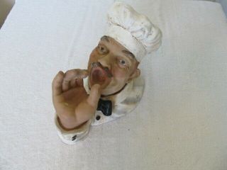 Cool Vintage Look Chef Drinking Wine Statue And Bottle Holder