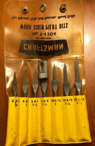 Vintage Sears Craftsman Wood Screw Pilot Bits 4204 Case Missing 1/2 Bits