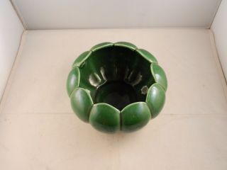 Vintage Camark Pottery Medium Flower Bowl Green 3 " Tall / 7 " Wide - Sticker