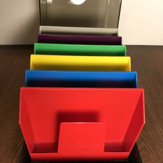 Vtg Multi Color Rainbow Srw Minidex 78 Floppy Disk Storage File Box Case