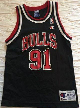 Vintage Dennis Rodman Chicago Bulls Champion Nba Basketball Jersey Youth M10 - 12