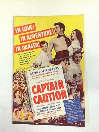 Vintage 1940 Movie Herald Captain Caution Kenneth Roberts Victor Mature Carrillo