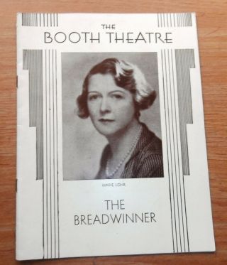 Vintage 1931 Playbill York Booth Theater The Breadwinner