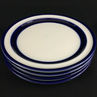 Set Of 4 Vtg Bread Plates 6 1/4 " Noritake Fjord Blue And White Stoneware Japan