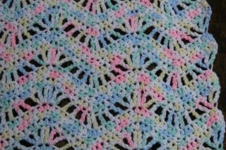 Vintage Handmade Crochet/knitted Afghan/throw Spring Easter Pastel Baby Colors