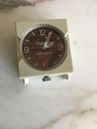 Vintage TIMEX Wind - up Mini - Alarm Travel Clock With Case 1 1/2 