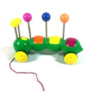 Vtg Child Guidance Wiggle Waggle Caterpillar Pull Along Music Lights Sound Toy