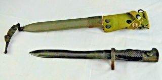 Vintage Spain Spanish Toledo Ww1 Military Bayonet Fighting Knife With Scabbard