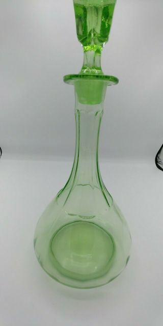 Vintage Green Depression Glass Decanter with Stopper. 4