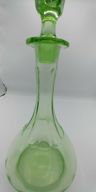 Vintage Green Depression Glass Decanter with Stopper. 5