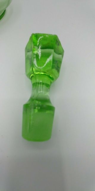 Vintage Green Depression Glass Decanter with Stopper. 8