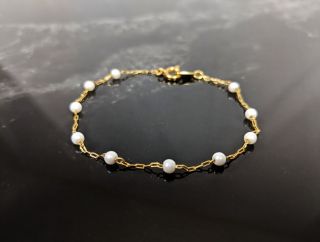 Vintage Jewellery Crown Trifari Faux Sea Pearls Delicate Bracelet 1950s
