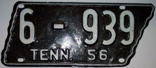 Vintage 1956 Tennessee State Shaped License Plate 6 - 939