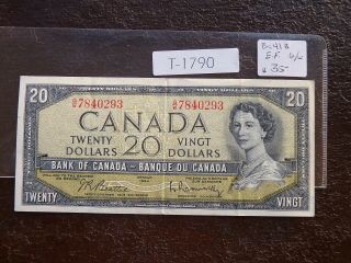 Vintage Banknote Canada 1954 20 Dollar Quality T1790