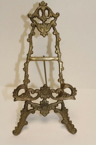 Vintage Decorative Italian Cast Brass Display Easel,  9 - 1/4 " X 4 "
