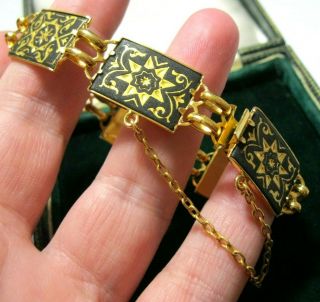 Vintage Jewellery Damascene Star Enamel Link Bracelet