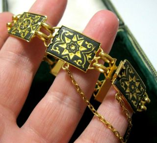 Vintage Jewellery Damascene Star Enamel Link Bracelet 2