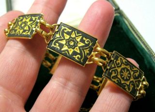 Vintage Jewellery Damascene Star Enamel Link Bracelet 3