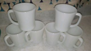 Vintage Fire King White Milk Glass D Handle Restaurant Coffee Mug
