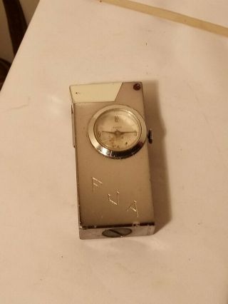Vintage Swiss Made Cigarette Lighter With Swank Clock Watch 0301