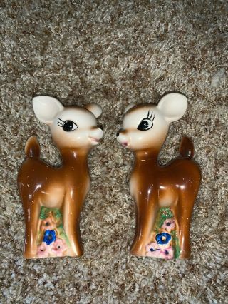 Vintage Bambi? 5” Deer Salt And Pepper Shakers