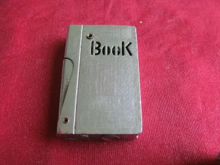 Vintage Japanese Side - Squeeze Book Lighter With Engine Turned Finish