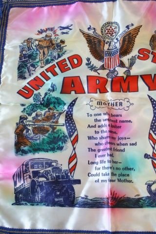 Vintage WWII US Army Pillow Cover Tank Plane Soldier Artillery Mother Home Front 2