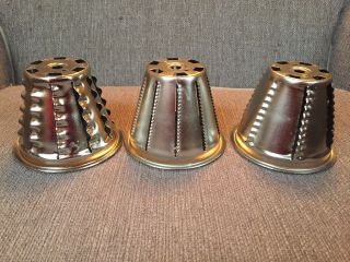 Three Vtg Hobart Kitchenaid Slicer Shredder Grater Cones Metal Attachment Cups