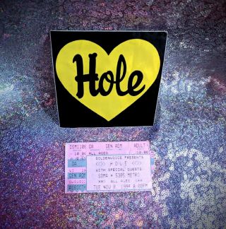 Hole Concert Ticket & Vintage Sticker From 1994 Concert - Courtney Love