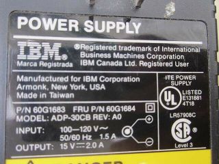 Vintage POWER SUPPLY for IBM 350c Thinkpad P/N 60G1683 model ADP - 30CB 5